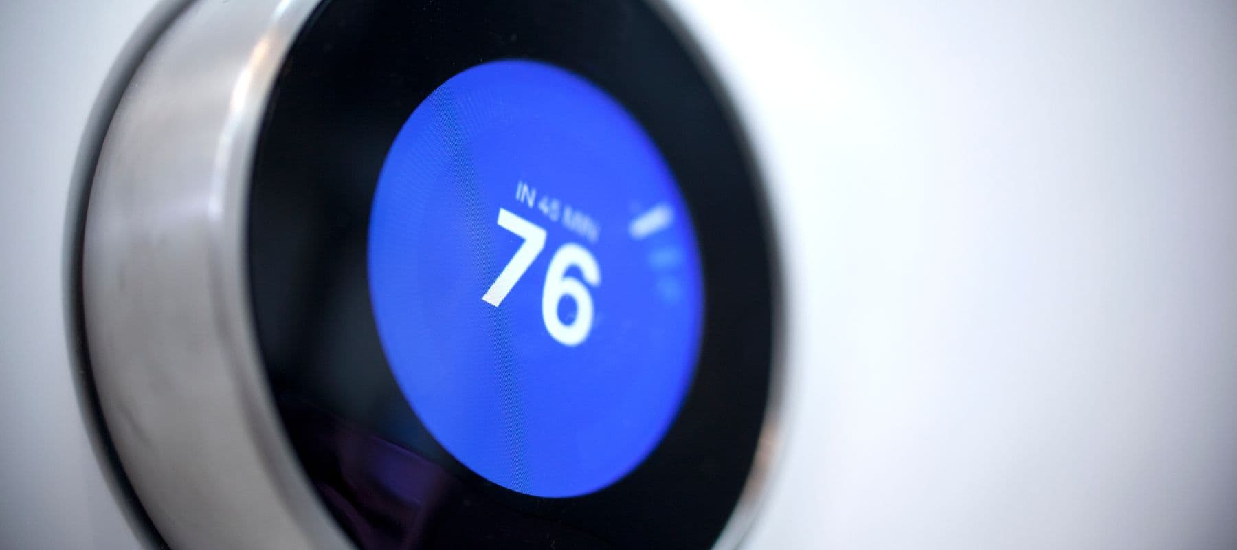 closeup of a smart thermostat